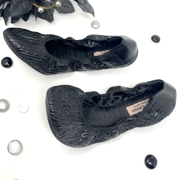 Juicy Couture Flats, Black Quilted Ballet Flat Shoes, Womens Foldable Flats 7.5 - Picture 3 of 10